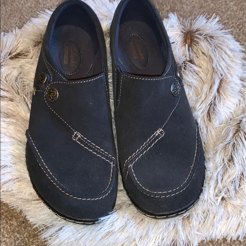 Clarks Navy Blue Suede Shoes